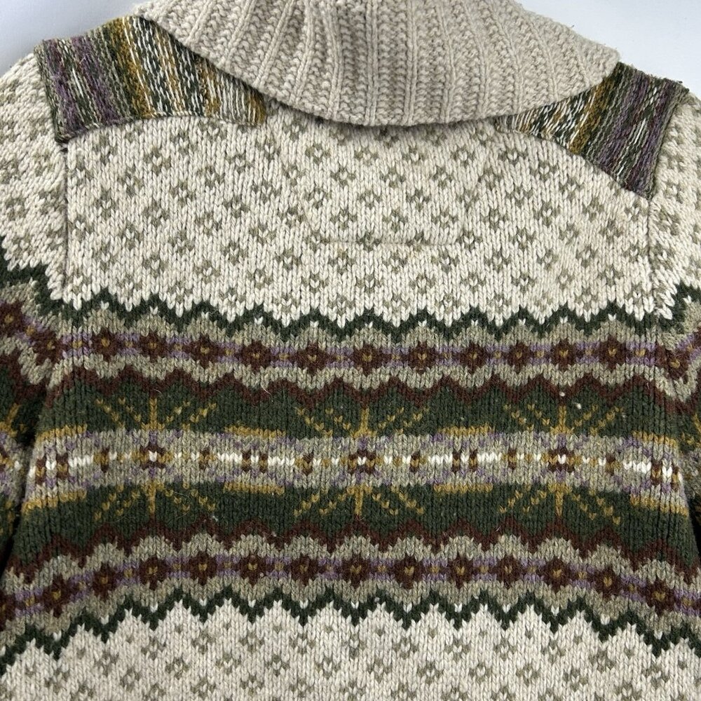Eddie Bauer XL Womens Cardigan Sweater Wool Blend Fair Isle Shawl Collar VTG - Picture 12 of 16